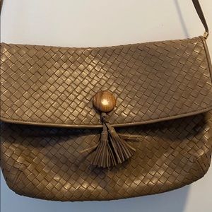 Meyers basket weave leather handbag.